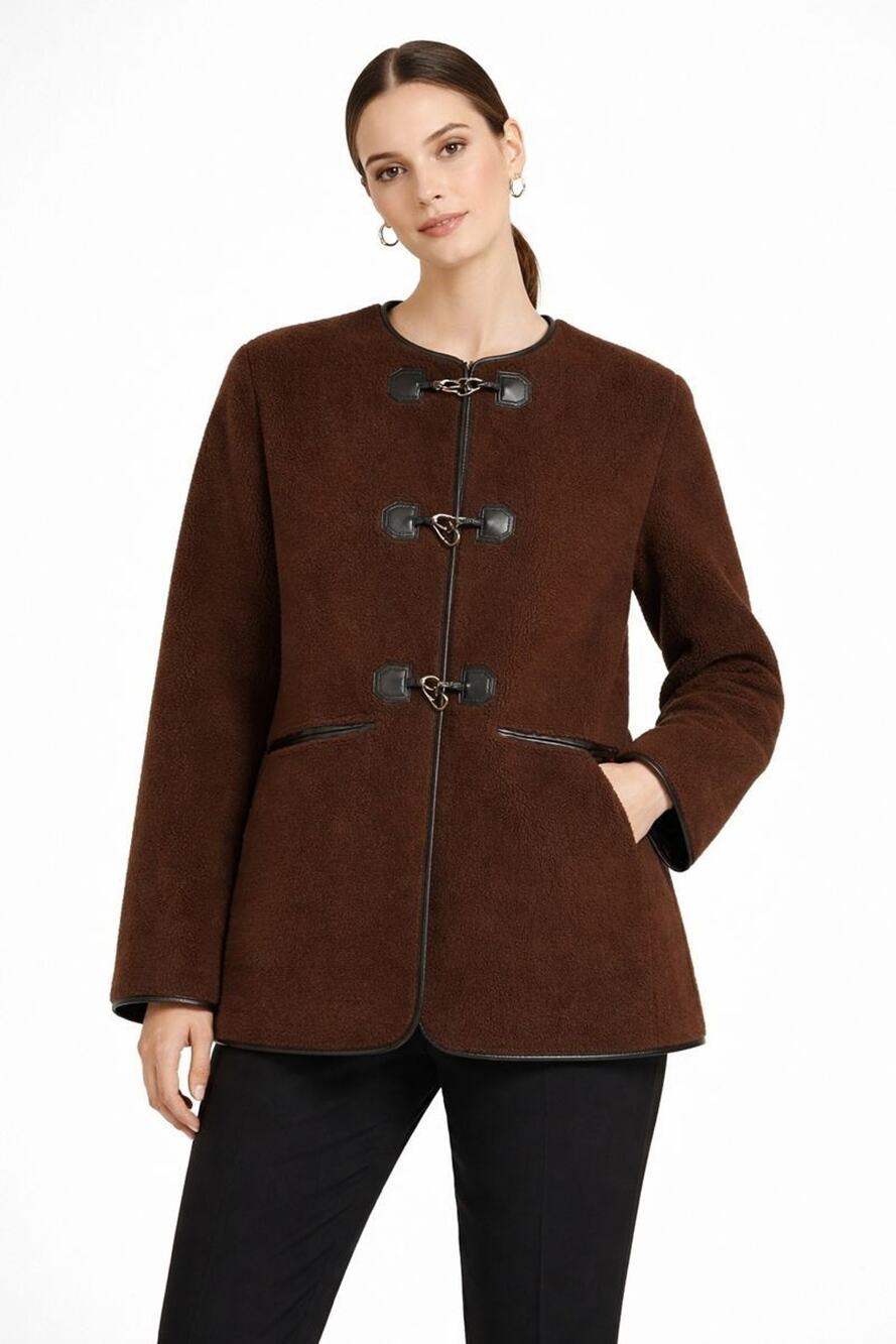 Rebecca Minkoff Brown Faux Suede Shearling Toggle Jacket L NWT MSRP $268